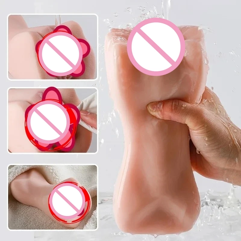 Male Soft Silicone Masturbation Cup Real Deep Throat Mouth Vagina Backyard Vacuum Stimulator Male Adult Products Vagina Silicona