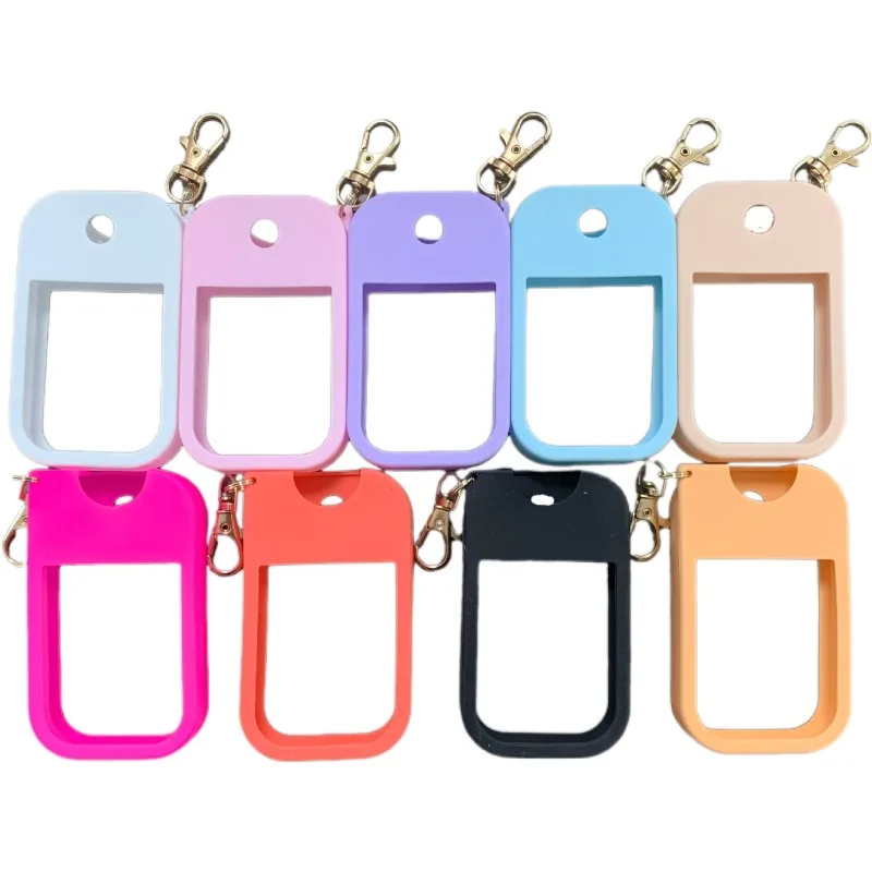 Multi Color Silicone Cover Hand Sanitizer Water Bottle Cover Silicone Protective Cover with Keychain Portable Size Accessories