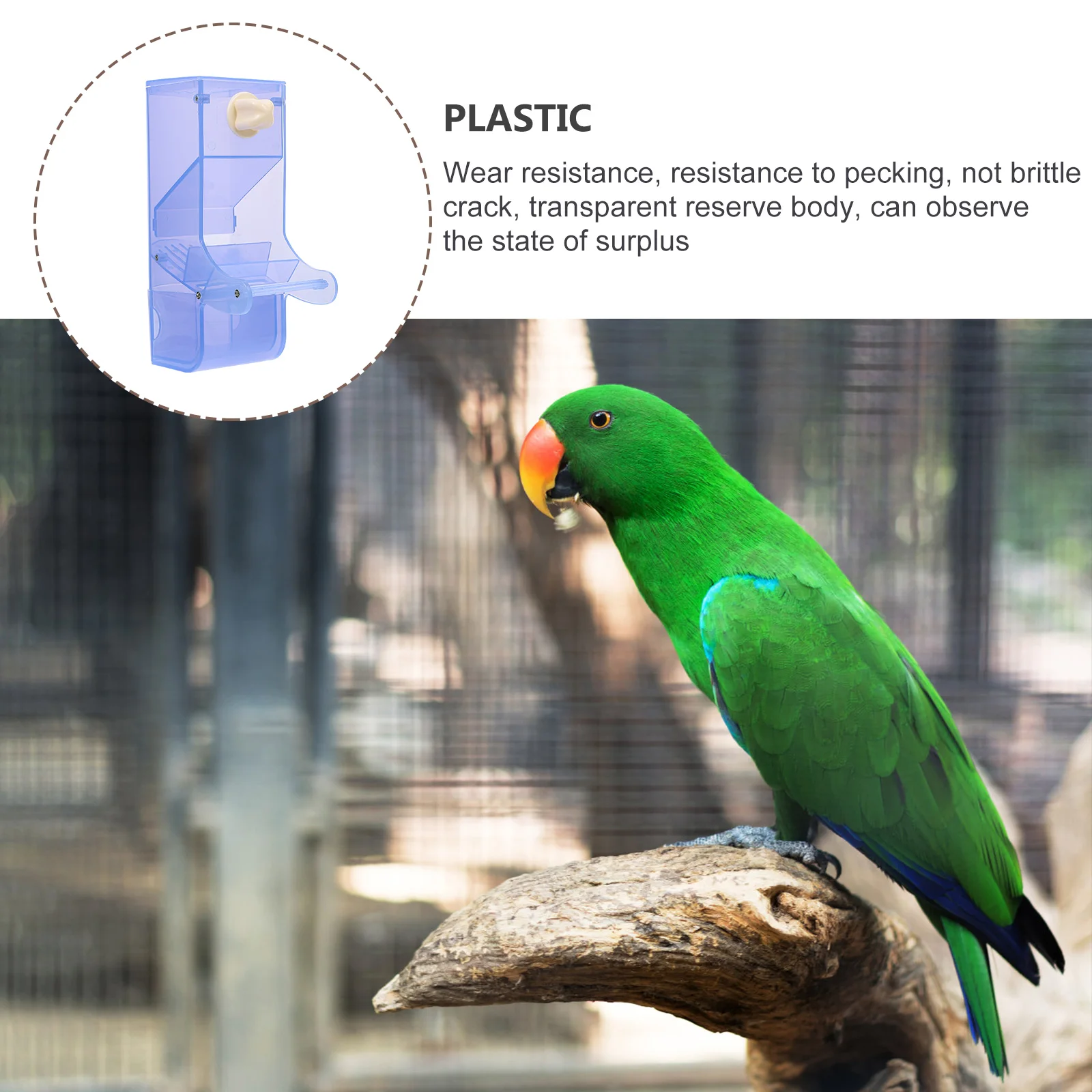 

Parrot Food Box Bird Bowl Dish Pet Feeder Feeding Device Container Birds Holder Feeders