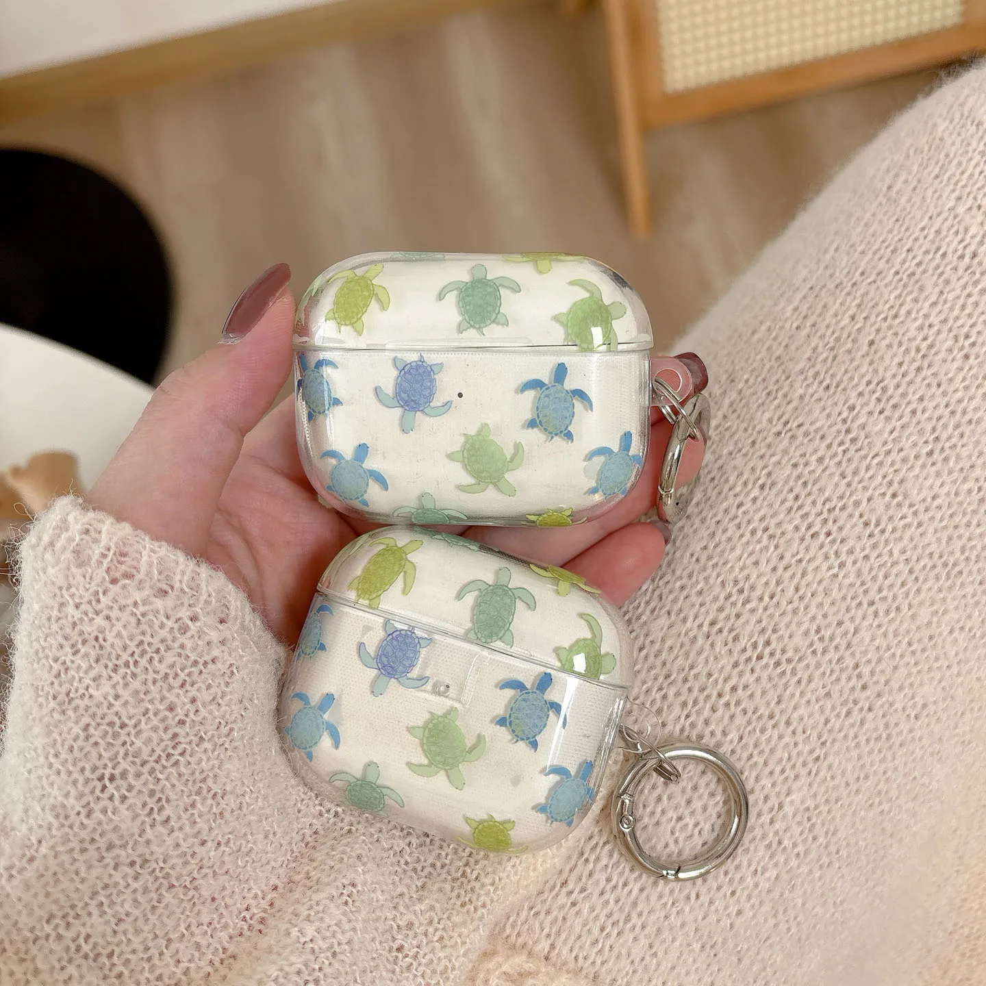 

For Apple AirPods Pro3 AirPods 4 3 2 1 Pro 2 Case Full Screen Little Turtle Wireless Earphone Cover Charging Box With keychain