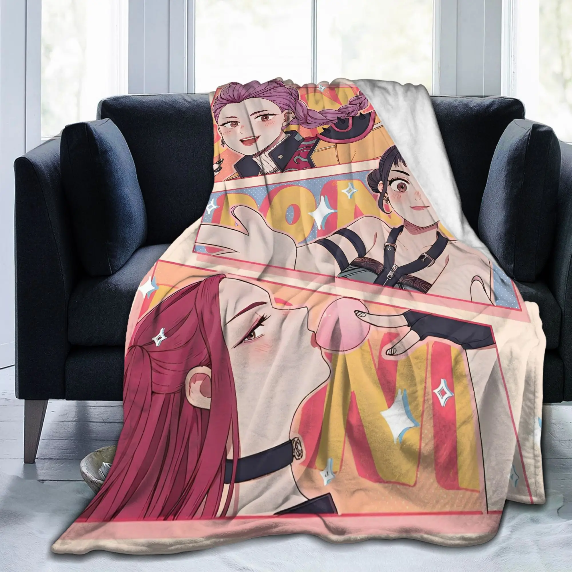 

Одеяло Kpop Demon Hunters Huntrix, флисовое зимнее многофункциональное ультрамягкое одеяло для постельных принадлежностей, уличные покрывала