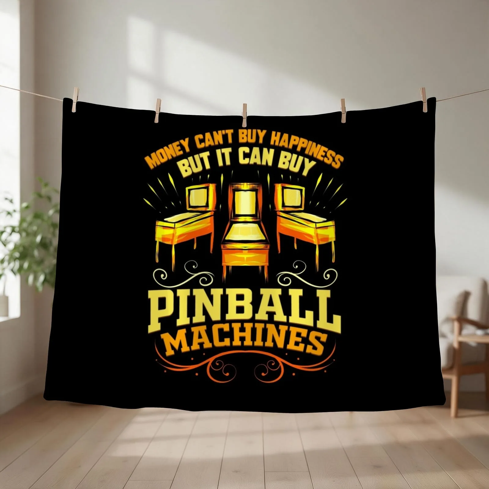Pinball Machine Buy Happiness Funny Retro Arcade Throw Blanket Fashion Sofas Soft Plush Plaid Loose Custom Blankets