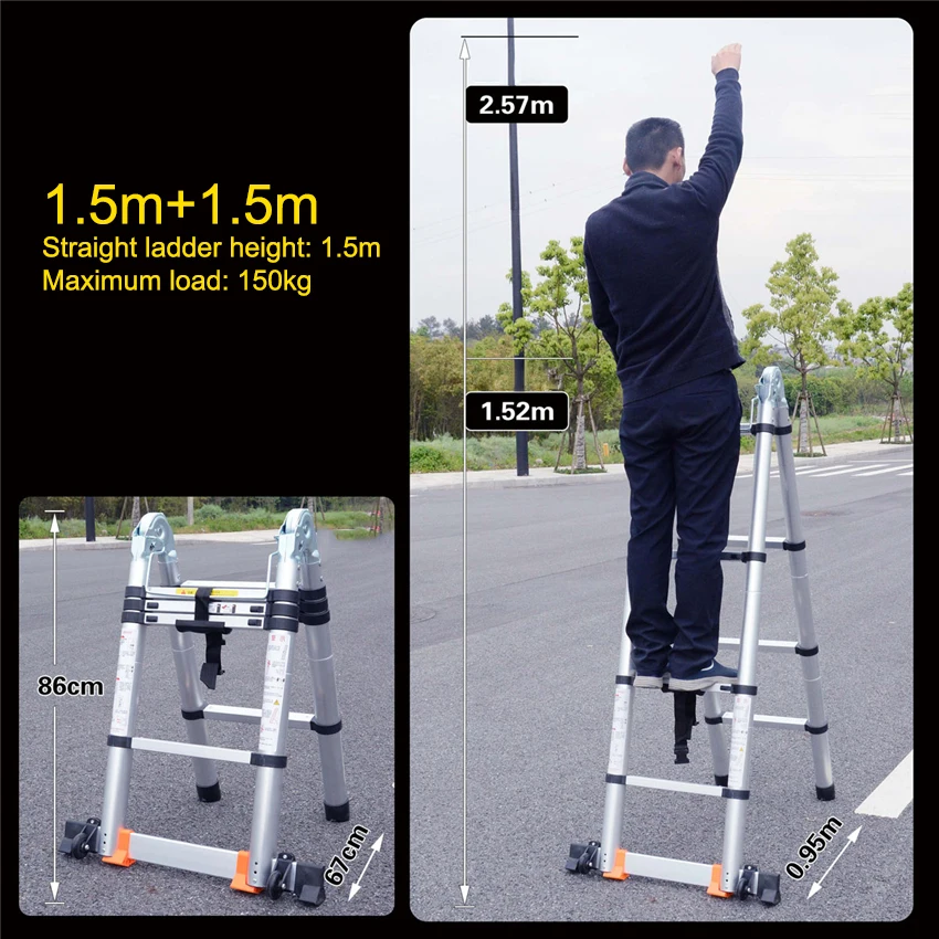 

Thickened Multifunctional Ladder Portable Folding Ladder Household Aluminum Alloy Ladder Engineering Shrink Telescopic Ladder