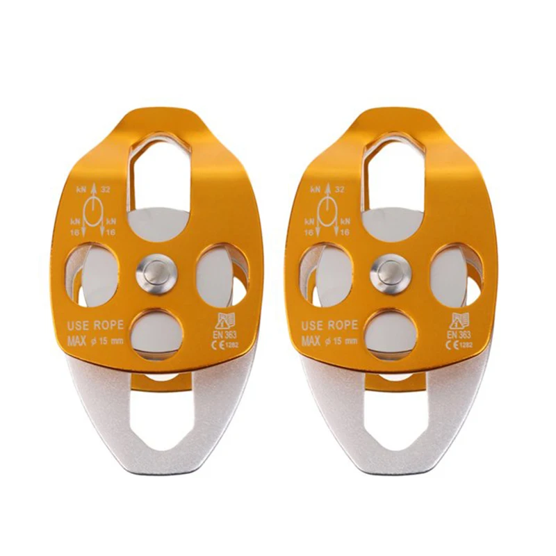 

High Altitude 32KN Mobile Side Pulley Double Bearing Outdoor Rock Climbing Rescue Equipment Fall Protection with Speed Descent