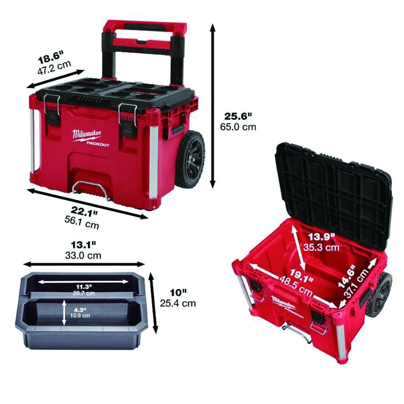 Milwaukee PACKOUT 48-22-8426 Durable Large Rolling Tool Box Bearing 250 Pounds IP65 Level Weatherproof Seal Large Tool Box