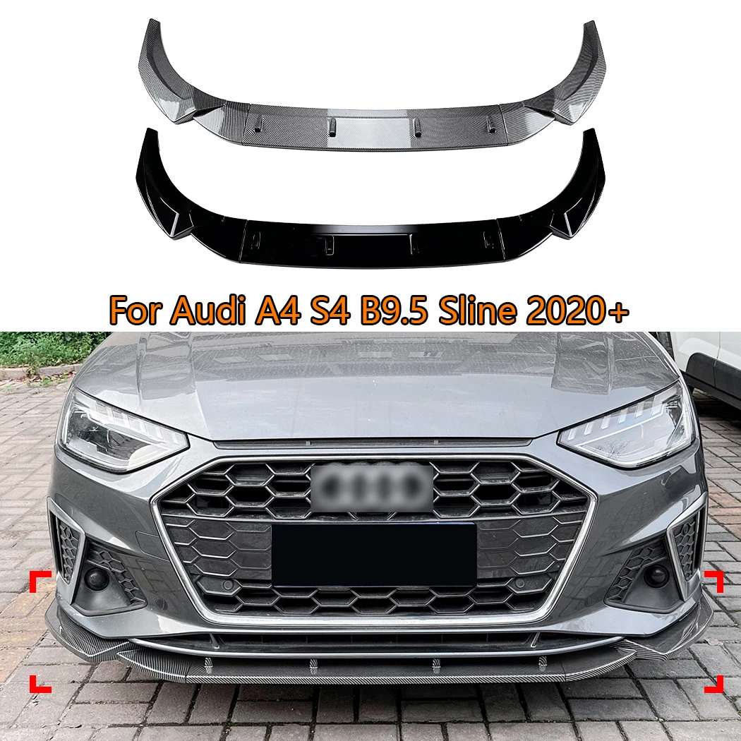 

Car Front Bumper Lip Splitter Diffuser Body Kit For Audi A4 S4 B9.5 Sline 2020+ Car Exterior Modification Accessories