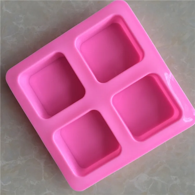Wholesale 4-cavity Square Soap Silicone Mold, Handmade Soap Mould, Cold Process Aromatherapy Rice Cake Molds 158