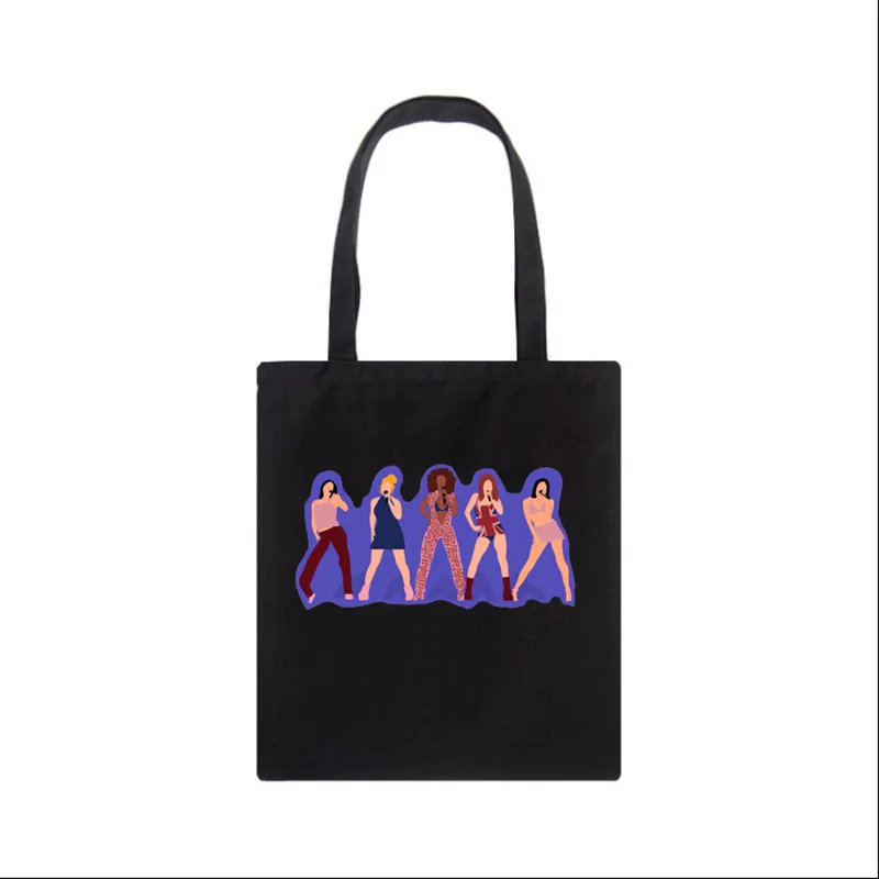 Aesthetic Spice Girls Print Canvas Bag Women\'s Shoulder Bag Fashion Large Capacity Shopping Shopper Ladies Hand Bags Tote Bags