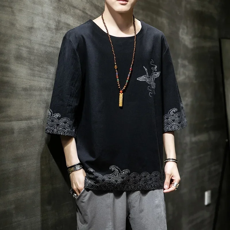 Blusa tradicional chinesa de quimono para homem, Kung Fu, vestido chinês Tab, Cheongsam, camiseta oriental vintage, camisetas e blusas, cabo quimono