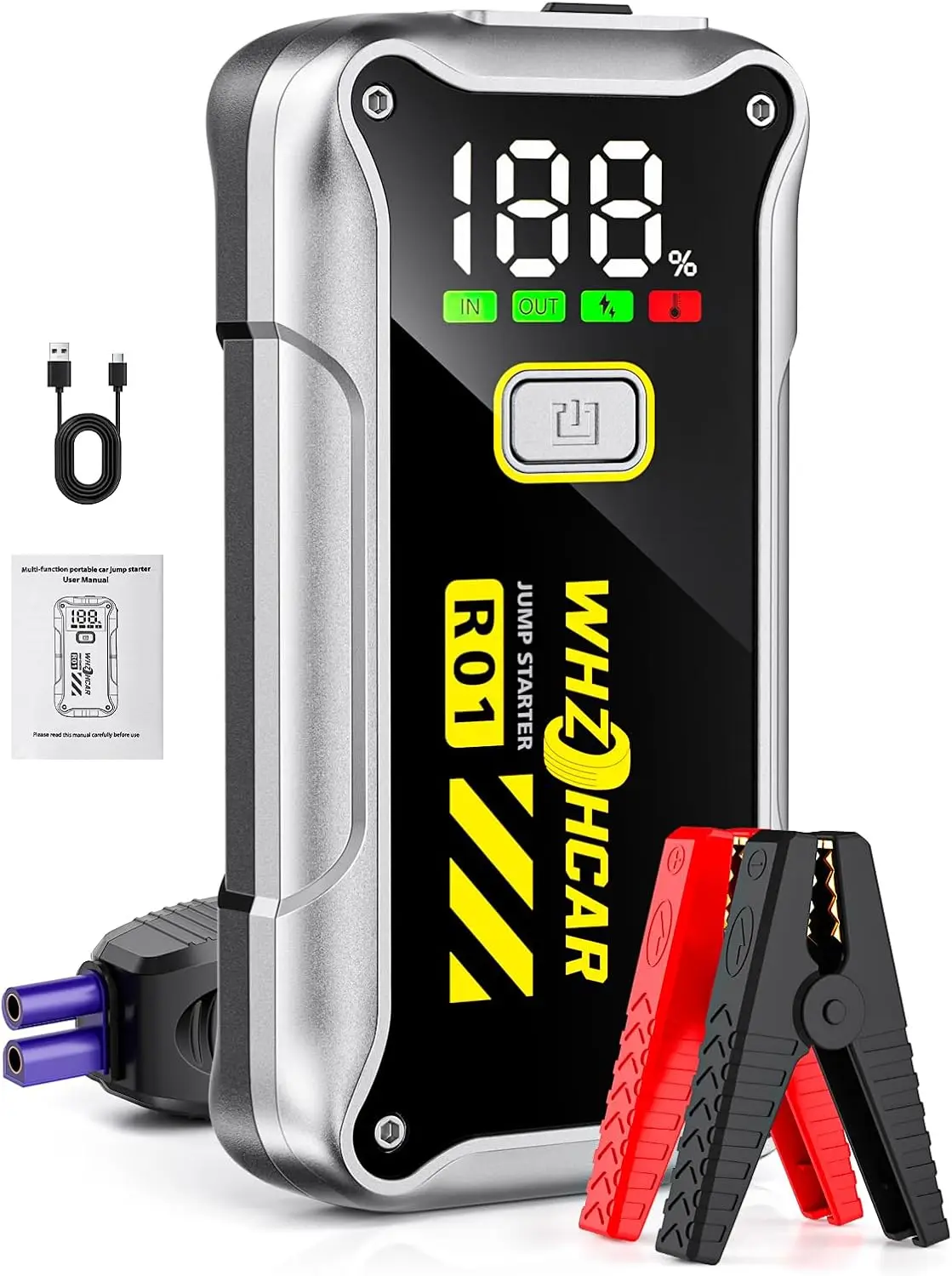 

12V 4000A Car Jump Starter for Gas/Diesel Engines, Fast Charging with LCD Display and LED Light