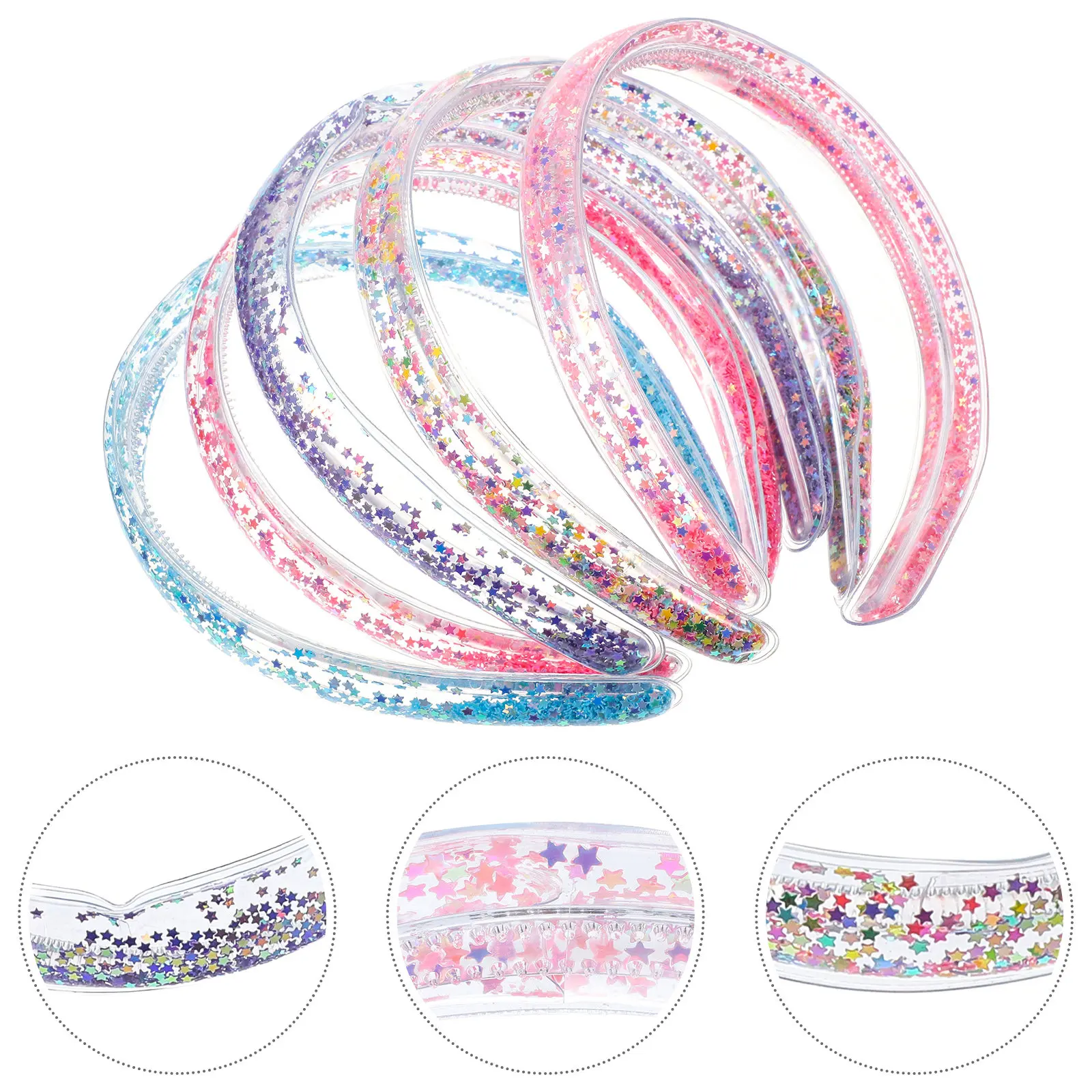 Sequined Headbands for Women 5 Pack Wide Comfortable Quicksand Hair Bands Stylish Hair Accessories