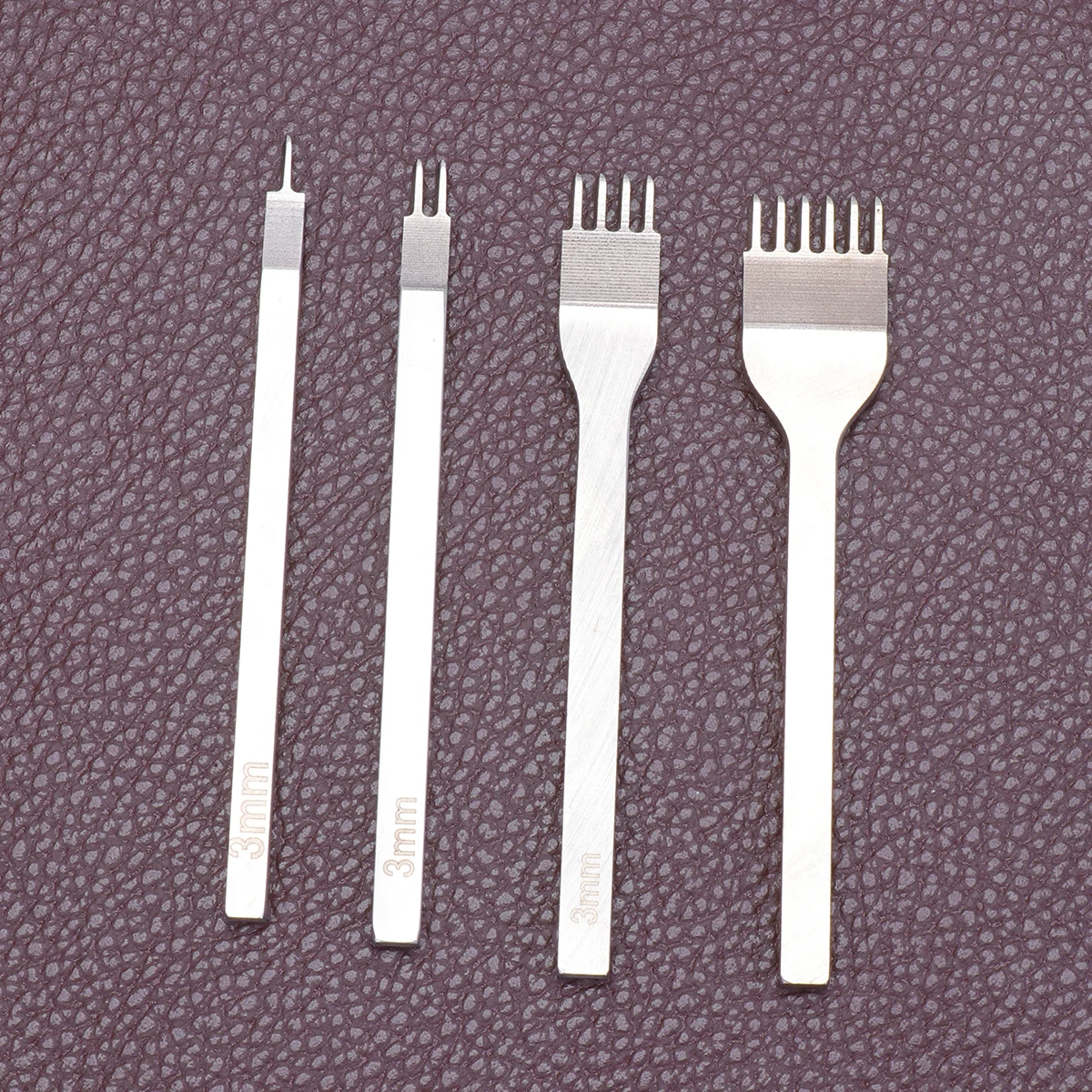 

4Pcs 3mm Punching Tool Premium Steel DIY Craft Kit Round Hole Chisel for Watch Band DIY Prong Round Hole Chisel