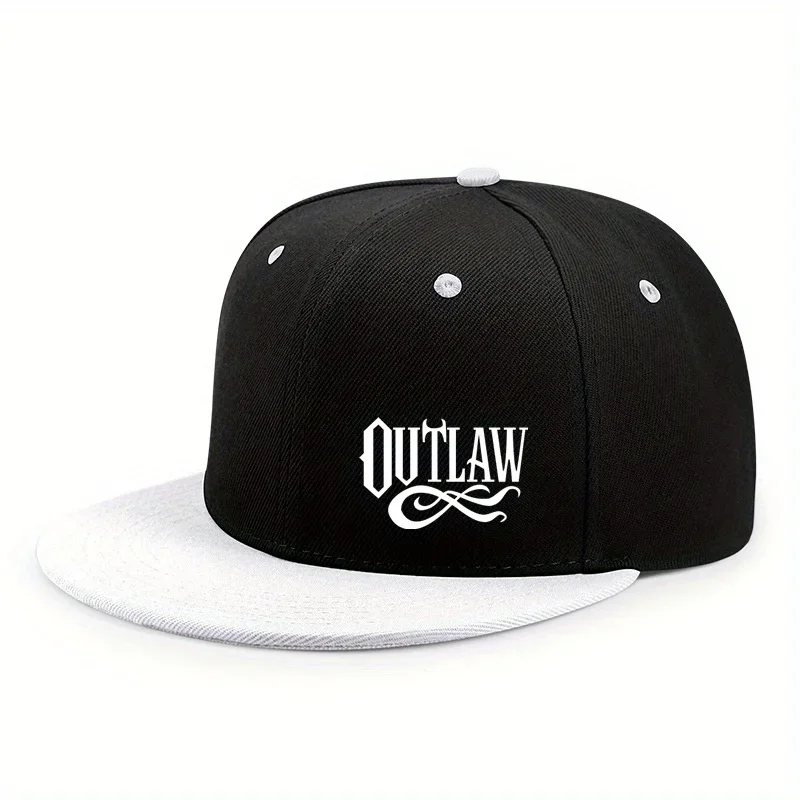Unisex OUTLAW Bedruckte verstellbare Baseballkappe Herren- und Damenkappe mit flacher Krempe, Urban Street Style, Outdoor-Aktivitätskappe – Detail 4