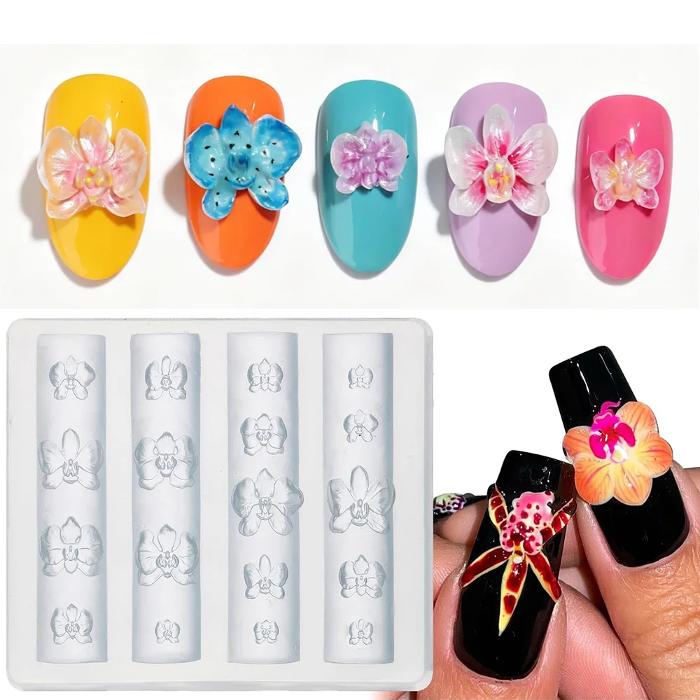 Silikon-Moth-Orchideen-3D-Blumen-Nagelkunst-Schablonen für Maniküre-Anhänger, DIY-Skulptur-Harz-Zubehör, Werkzeuge, Nagel-DIY-Formwerkzeuge