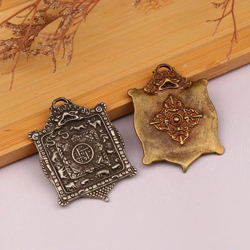 Old Bronze Dharma Tool Jiugong Card Tibet 12 Zodiac Sign Hor