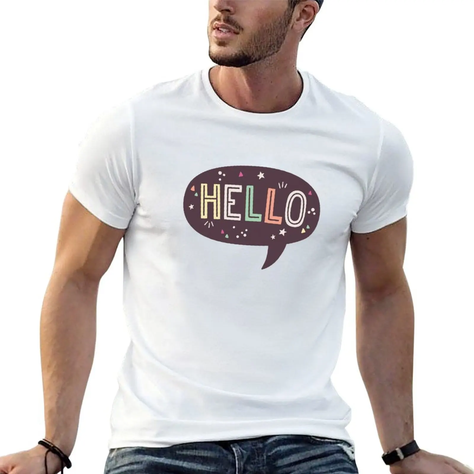 

Hello Speech Bubble Typography T-Shirt man t shirts cotton man t shirt luxury man t shirts for men T-shirt