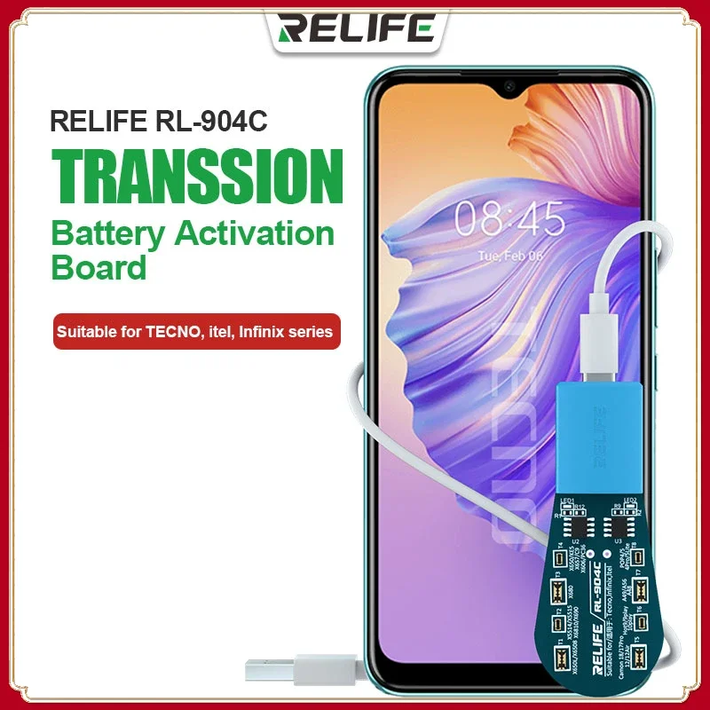 

RELIFE RL-904C Battery Activation Board Intelligent Recognition,Type-C Power Supply for TECNO, Itel, Infinix Series