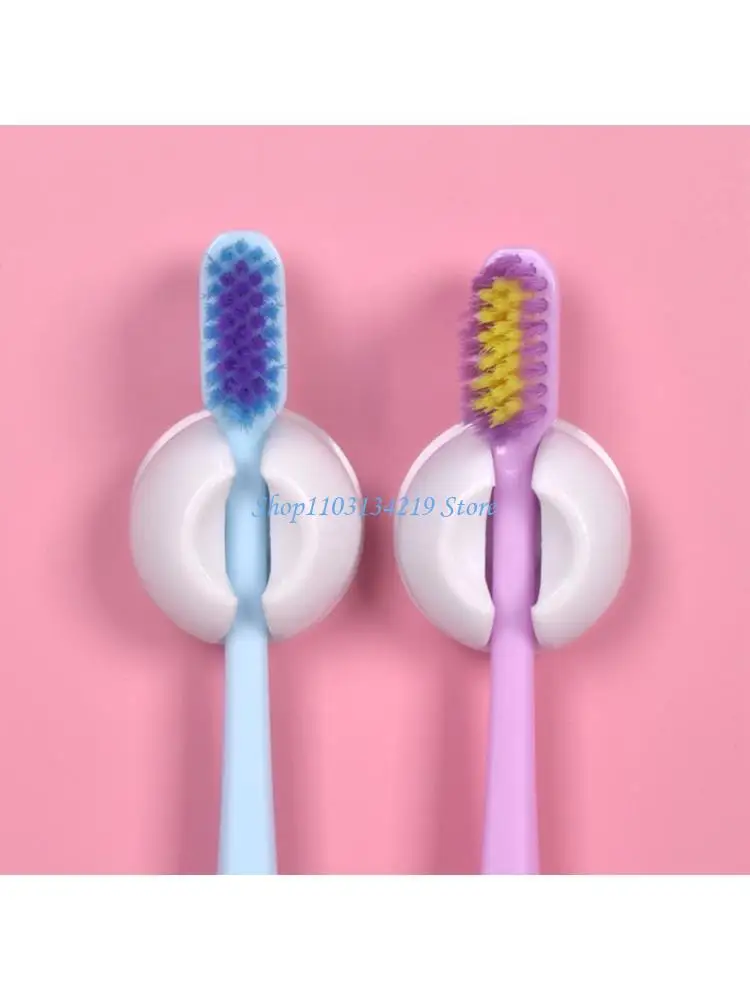 N5KC 6 Piece Adhesive Bathroom with Strong Suction Cups Installation for Toothbrush Storage White
