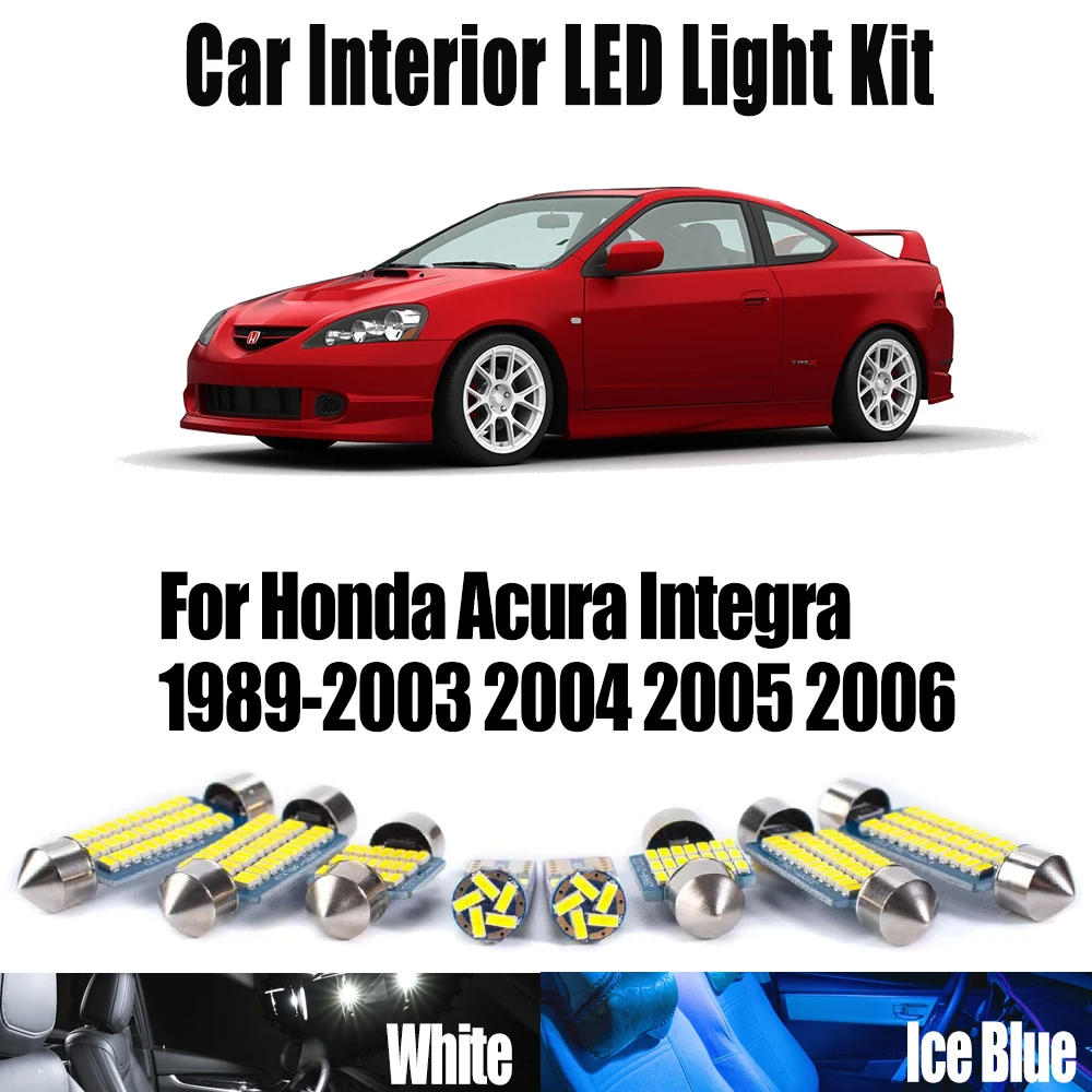 Canbus LED Interior Map Dome License Plate Trunk Bulbs Light Kit For Honda Acura Integra 1989- 2004 2005 2006 Car Accessories