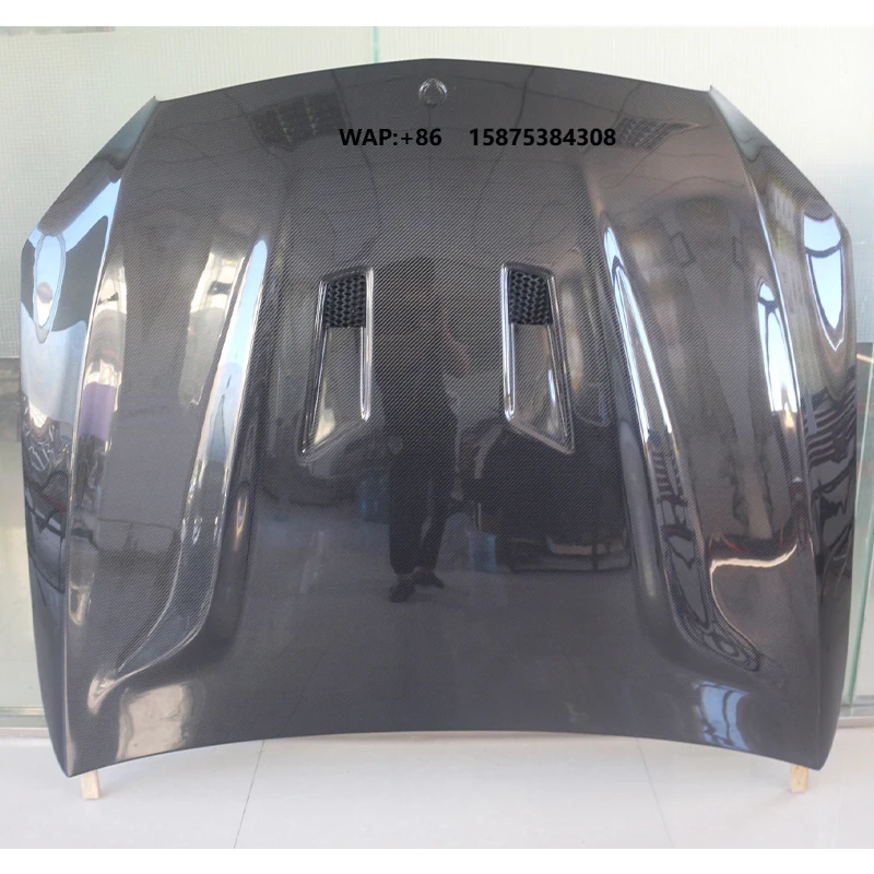 Car Upgrade Carbon Fiber Hood with Screws New Condition Bolt-On Black Fit for C-Class 2014-2021 W205 Wet Carbon Fiber