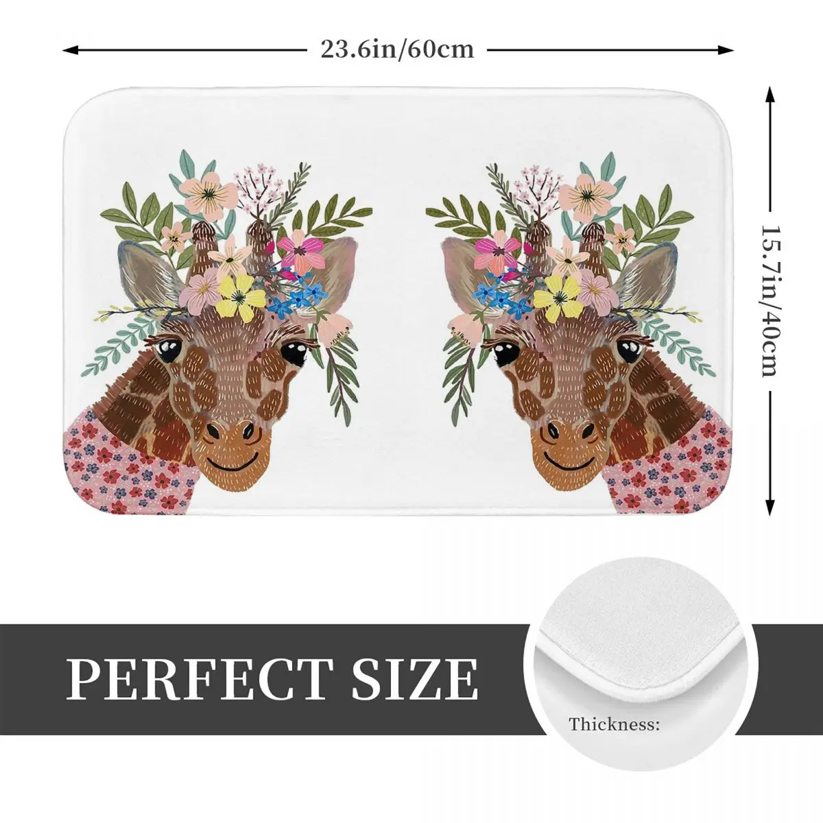 Giraffe Flower Head Doormat Kitchen Entrance Home Floor Mat Anti-slip Carpet Rug for Bedroom Footpad Mats