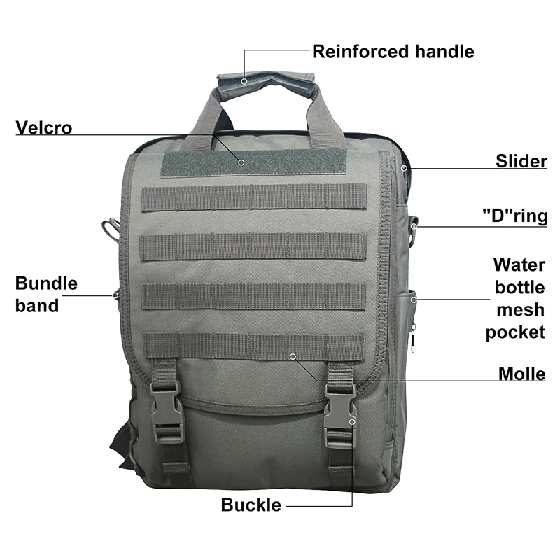 Molle  Laptop Bag Tactical Messenger Bags Computer Backpack Fanny Belt Shouder Camping Outdoor Sports Bag