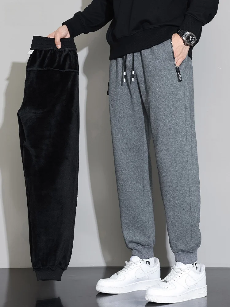 

Men's Fce Lined Loose Fit Thiened Sports Pants Autumn Winter Casual Trousers American Sle Baggy Cuffed Faion Brand