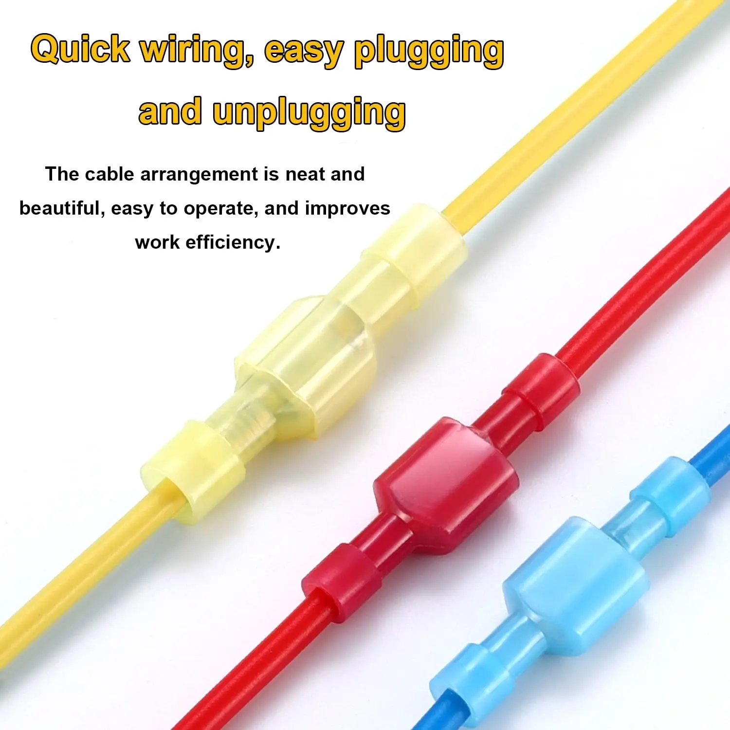 100Pcs Spade Quick Disconnect Connectors 22-10AWG Quick Connect/Disconnect Connectors for Auto,Boat,Industrial Application