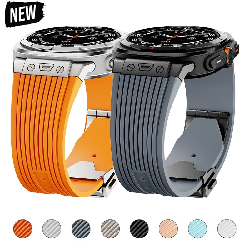 Metal No Gaps Curved End Silicone Strap for Samsung Galaxy Watch 7 Ultra 47mm Luxury Sport Band for Galaxy 7 Ultra 47mm Bracelet