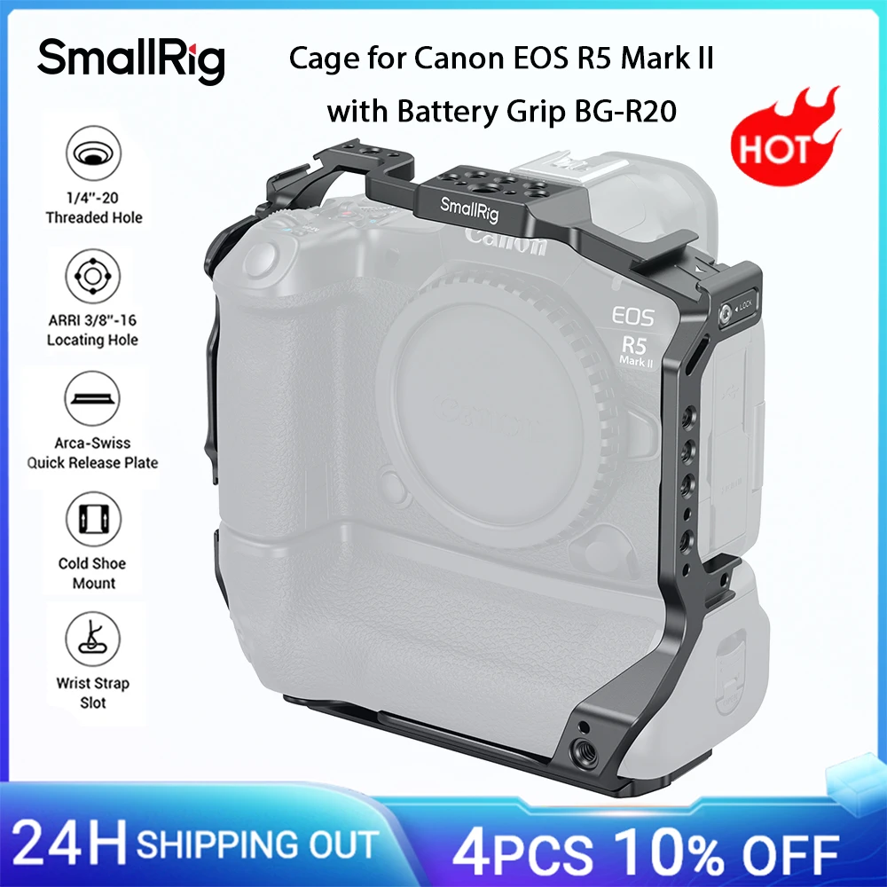 Image of SmallRig R5 Mark II Kamerakäfig für Canon EOS R5 Mark II mit Batteriegriff BG-R20 Integrierte Arca-Swiss Schnellwechselplatte -5623