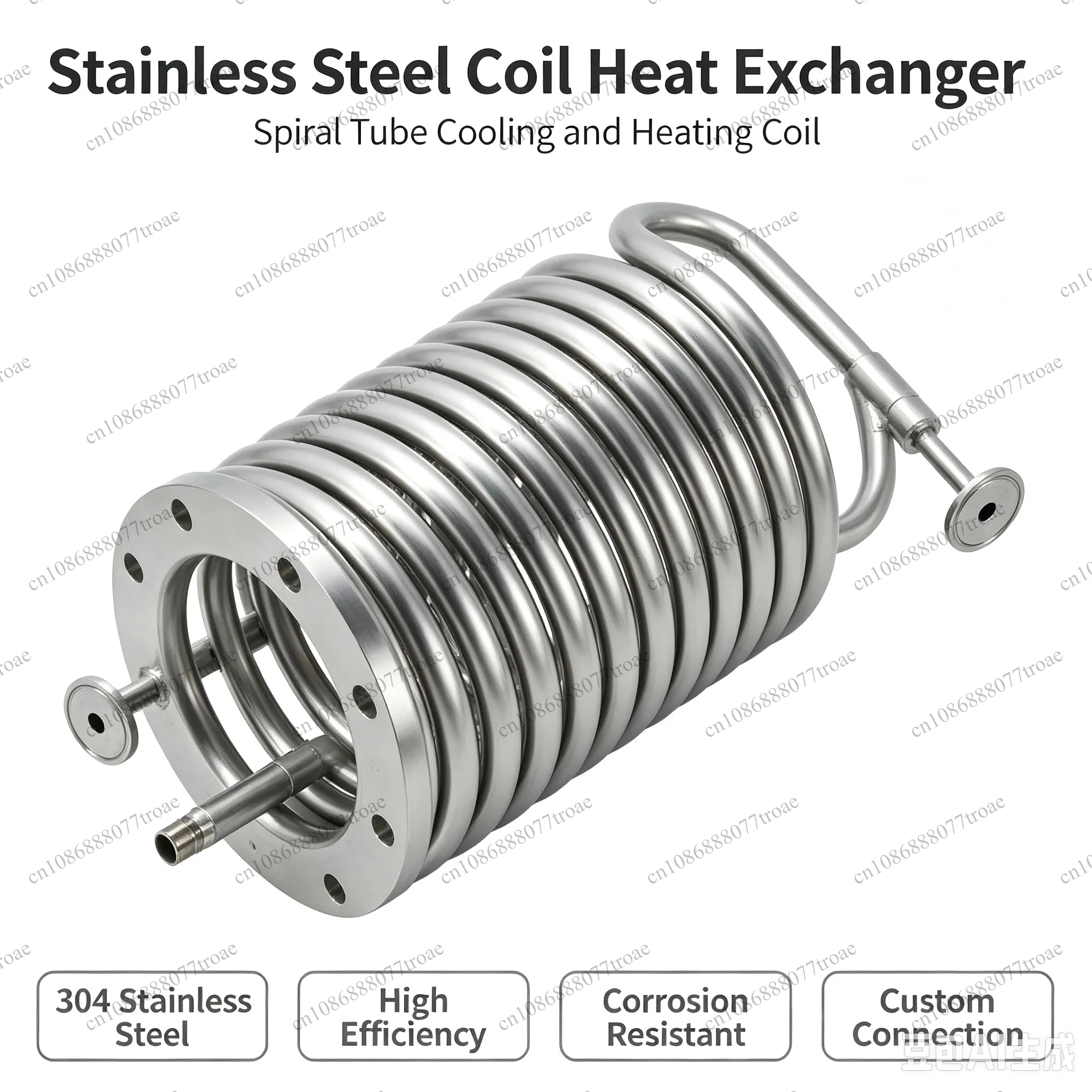 Convoluted Counterflow Wort Chiller (1.5Inch TC, 1/2