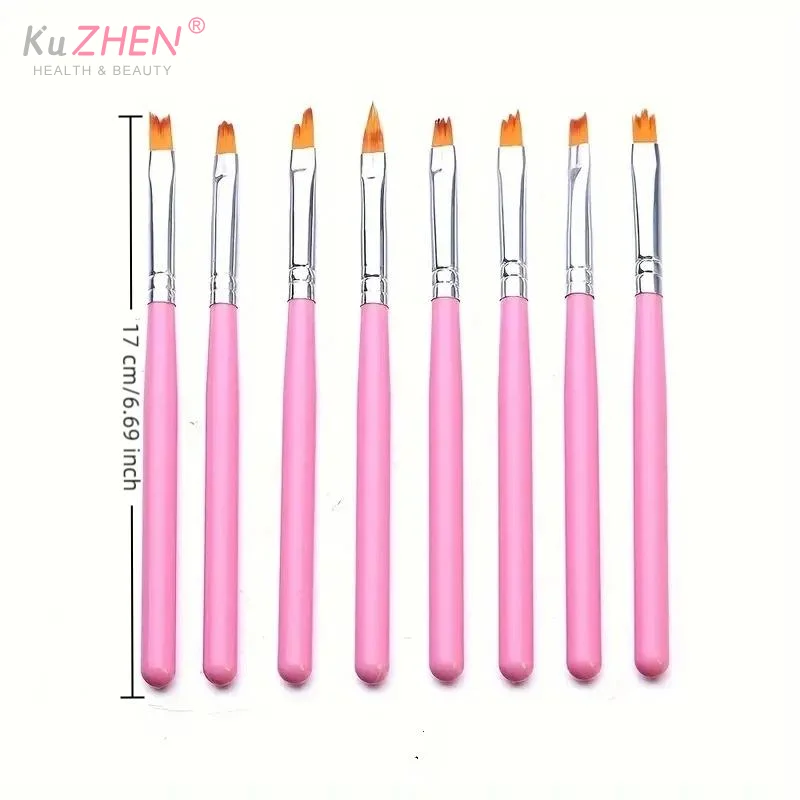 Juego de 8 Uds. De bolígrafo de diente de sierra con dibujo de flores para uñas, gradiente oblicuo, pintura de pétalos en forma de mezcla multifuncional, pincel para decoración de uñas en Gel