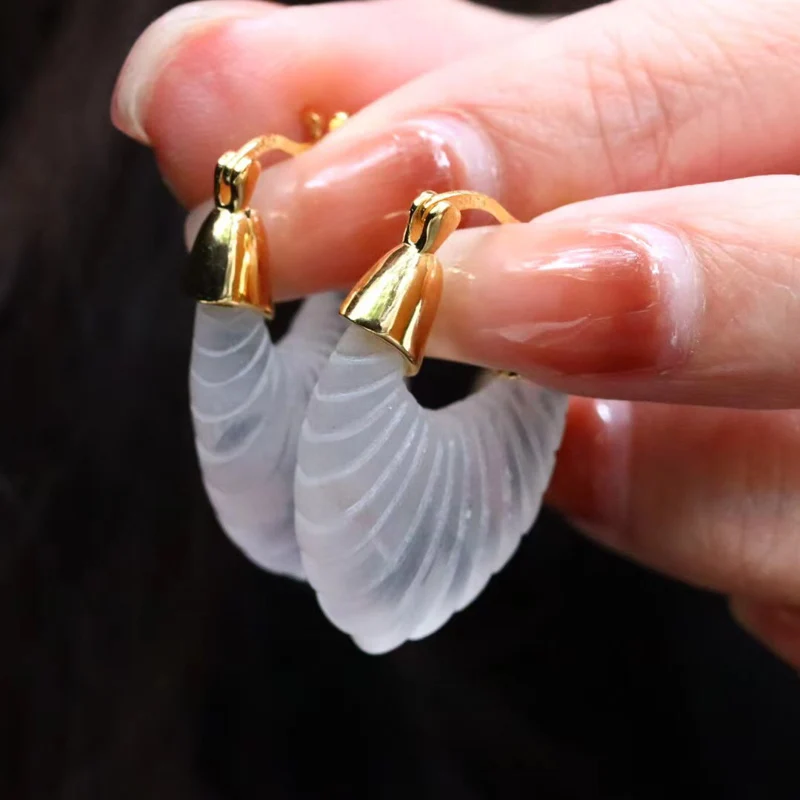 Orecchino in cristallo bianco naturale con pietra grande in argento sterling 925 per le donne, festa di compleanno, Natale, regalo di gioielli fatti a mano