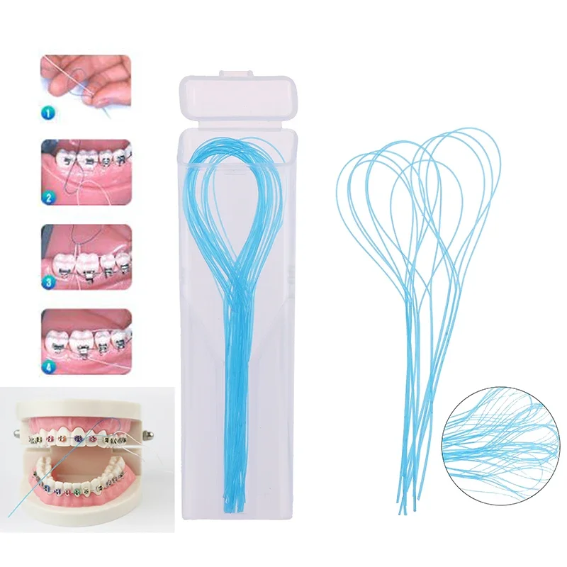 35pcs Dental Floss Threaders Needle Tooth Brackets Wire Holders Between Orthodontic Bridges Traction Braces Oral Cleaning Tools