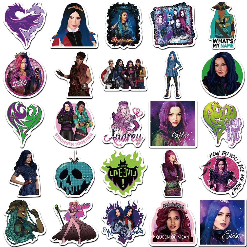 10/30/50PCS Disney Descendants Movie Stickers Cartoon Graffiti Kid Toy Decals DIY Phone Scrapbook Diary Funny Decoration Sticker