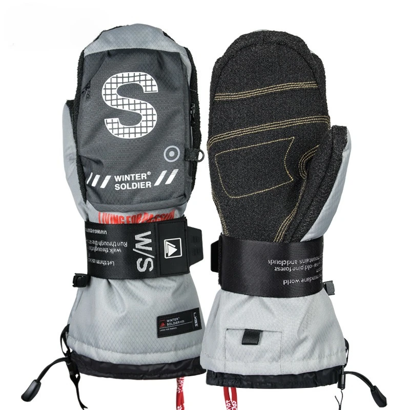 Ski gloves, wrist guards, women's warm men's inner five fingers, windproof fashion, velvet, snowboard, Kevlar ski equipment