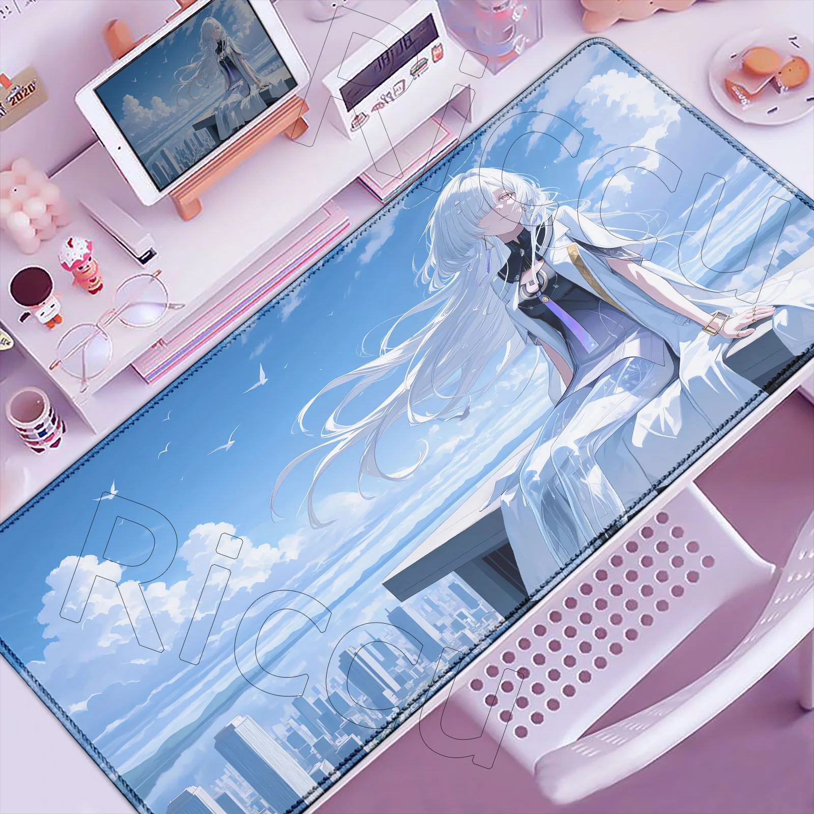 Pretty Game Anime Wuthering Waves Lynae Mornye Mousepad XXL 900x400mm Computer PC Keyboard Pad Non-Slip Rubber Laptop Mousepad