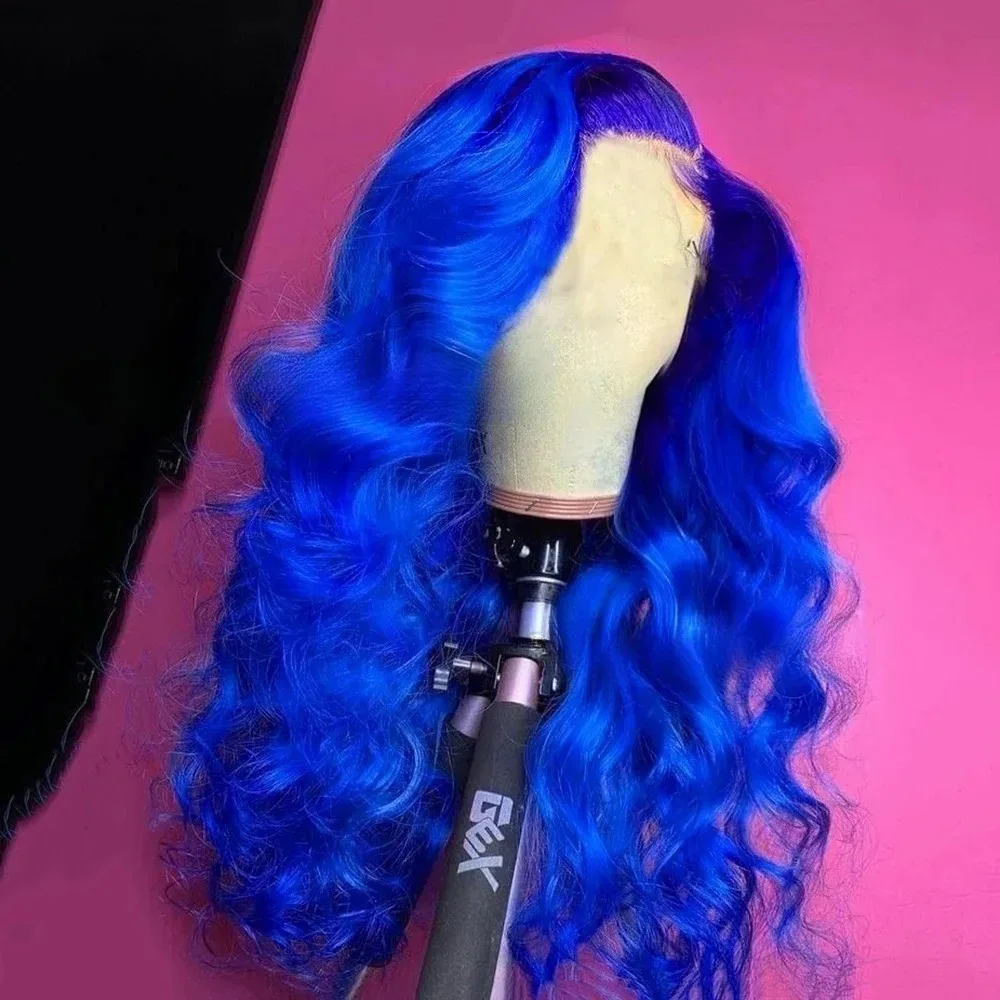 Royal Blue Lace Front Wig Synthetic Long Body Wave Wig for Women 13x4 Natural Looking Daily Use Wig Heat Resistant Cosplay Wigs