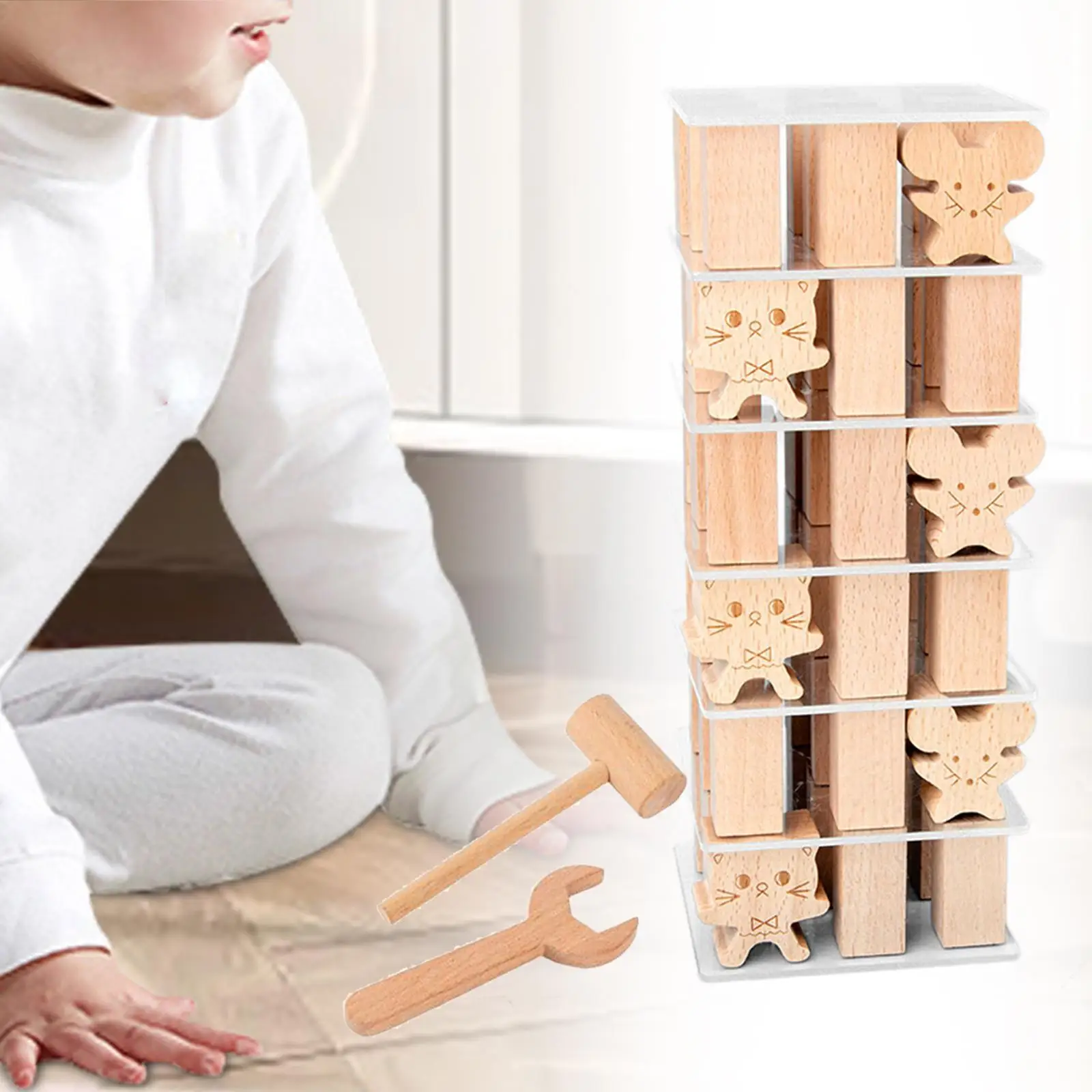 Juego de mesa de apilamiento de madera para niños, niñas, niños y familias