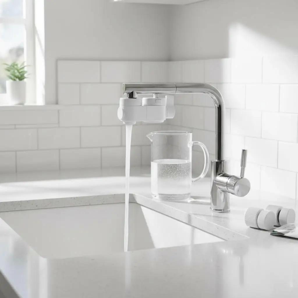 

Горизонтальный фильтр для кухонной мойки 10.6x13.5x7см для кухни, ванной комнаты, лаборатории, удаление хлора и свинца, фильтрация углеродным волокном 3R