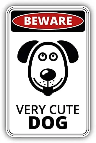

Остерегайтесь очень милой собаки фототаблички жестяные знаки для ванной 8x12 дюймов