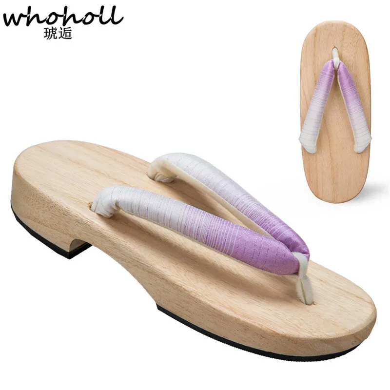 WHOHOLL Anime Demon Slayer Cosplay Costumes Kamado Nezuko Geta Slippers Japanese Wooden Clogs for Women Kimono Flip-flops Shoes