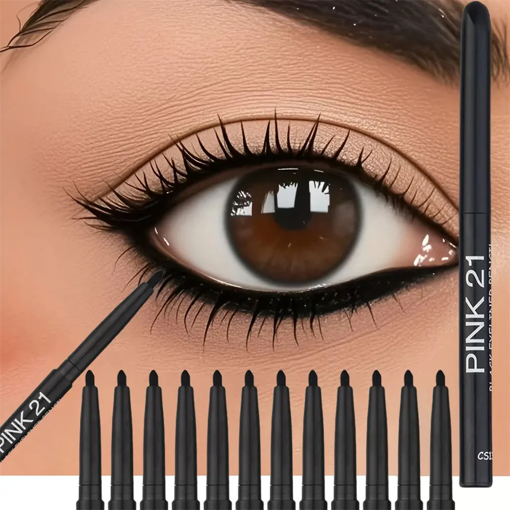 3 uds delineador de ojos suave lápices delineador de ojos negros impermeables maquillaje de ojos Punk de alta pigmentación herramienta de maquillaje de lápiz de cejas de ojos multifunción