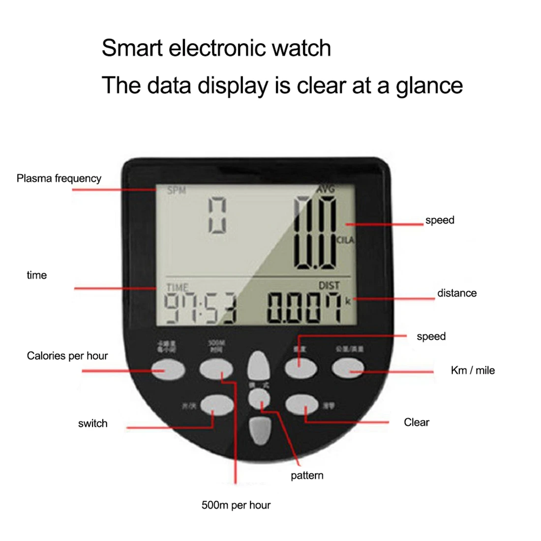 ساعة YD-Rowing Machine Counter Bluetooth APP الإلكترونية لجهاز التجديف المغناطيسي لمراقبة معدات اللياقة البدنية