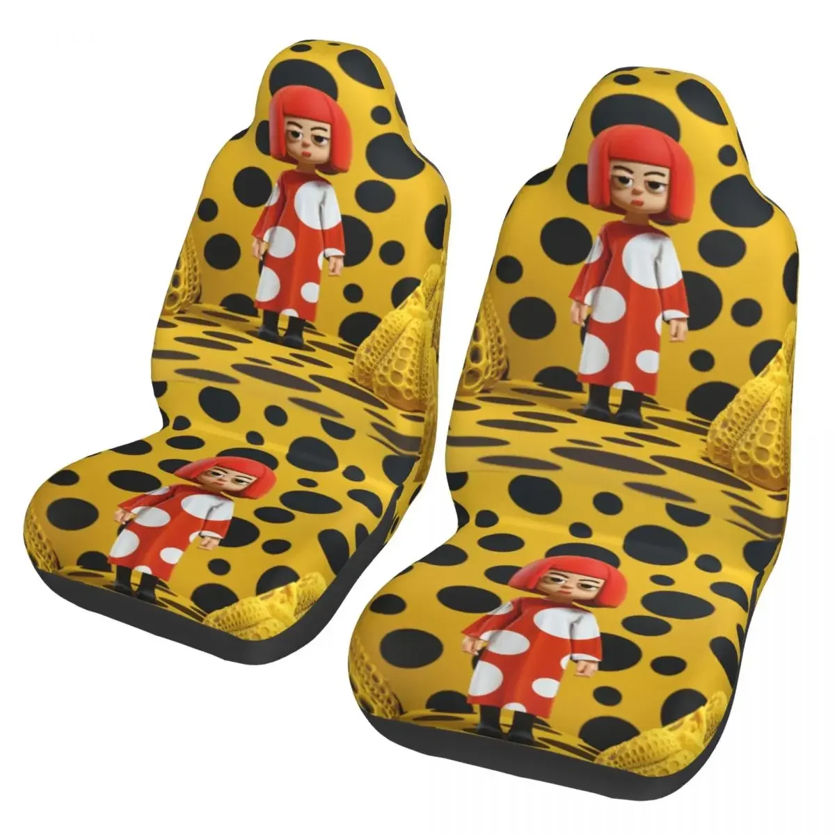 Yayoi Kusama Polka Car Seat Cover Pumpkin Automobiles Seat Covers Fit for Cars Trucks SUV Van Auto Protector Accessories 2 PCS