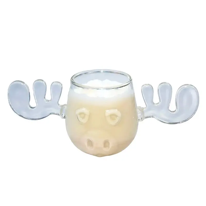 KYCOR-Christmas Vacation Movie Glass Wavy Double Layer Coffee Mugs Cups Single Christmas Elks Christmaselk Glass Cup