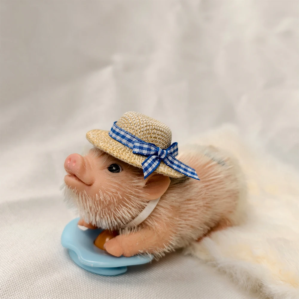5 Inch Silicone Piglet Soft Cute Mini Realistic Animals with Accessories Lifelike Reborn Newborn Pig Doll Decompression Toy Gift