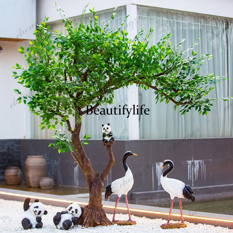 A74 simulated banyan tree indoor and outdoor landscaping bionic green plant decoration window props large fake tree
