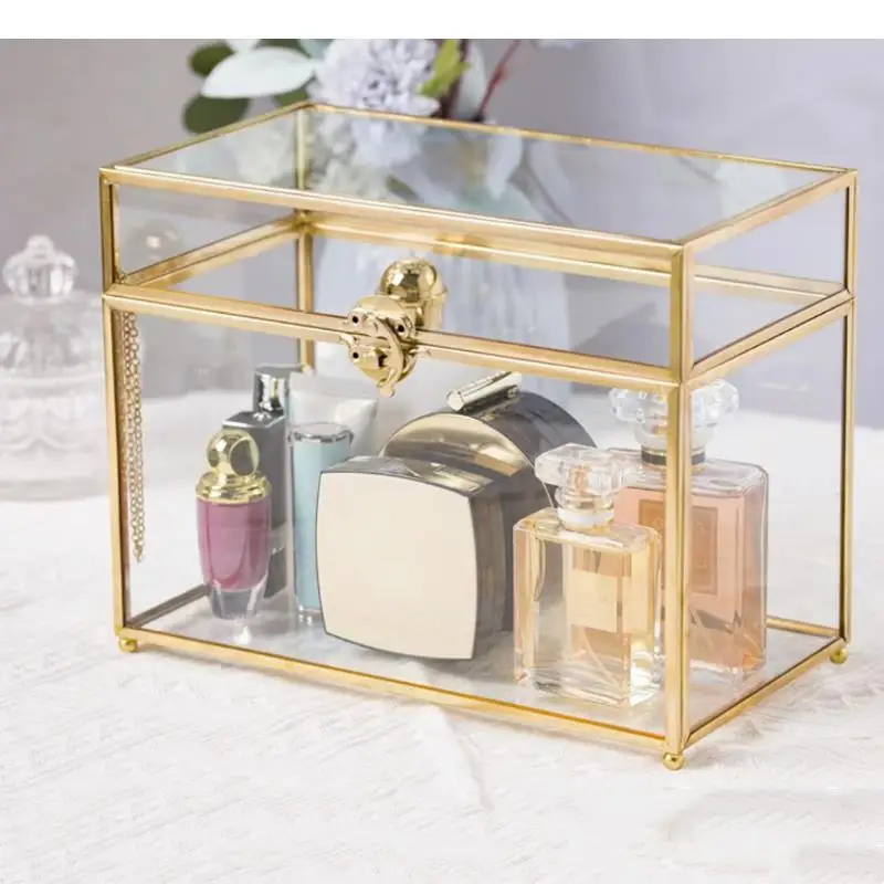 

Transparent Glass Storage Box Rectangular Jewelry Cosmetic Boxes Decorative Display Organizer Bins