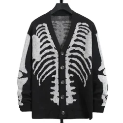 Unisex Knitted Jacquard Pattern Sweaters Spring Autumn Casual Loose Cardigan for Men Women Plus Size Halloween Y2K Cardigans